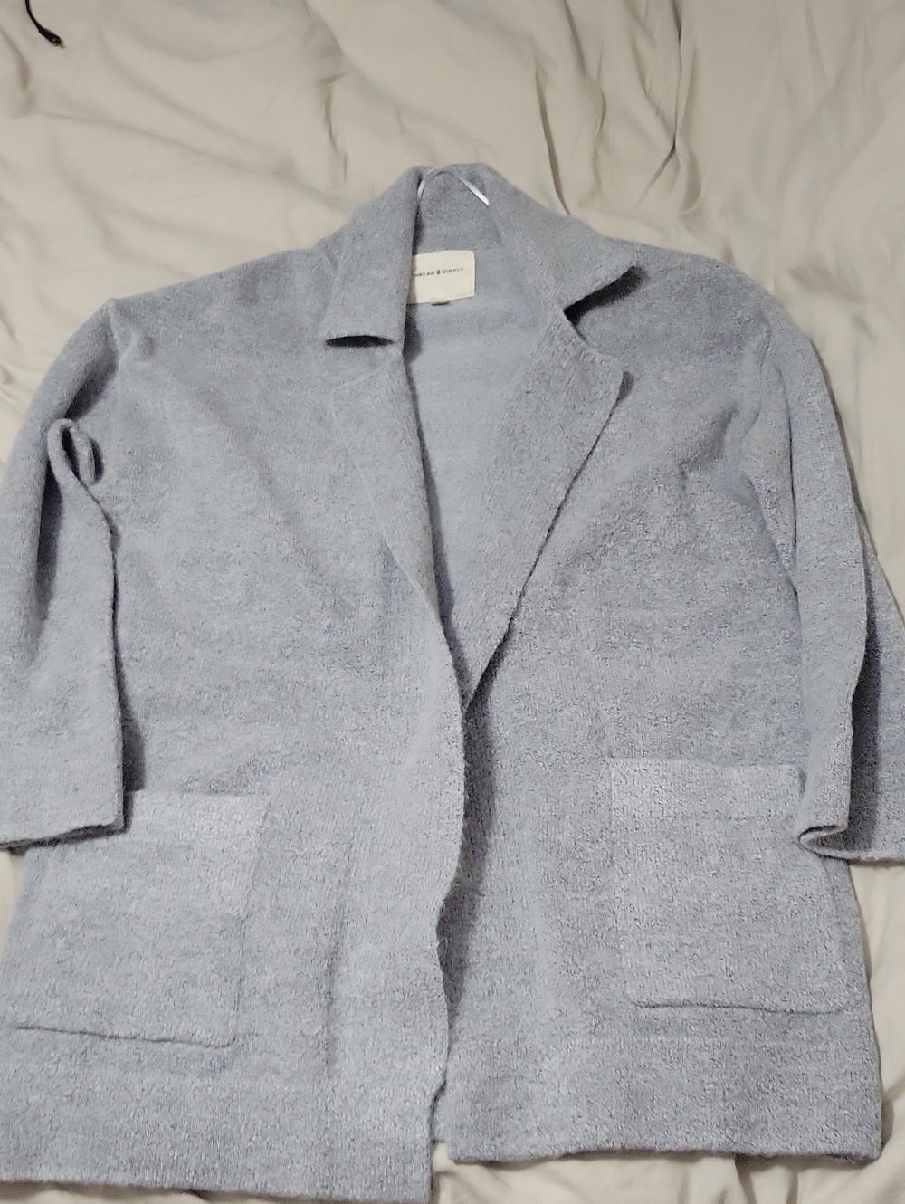 Thread & Supply Light Gray Open Knit Cardigan